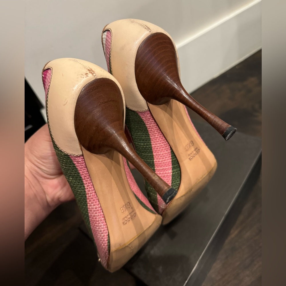 Gucci Tom Ford Era Bamboo and Raffia Heels Horsebit - Picture 7 of 10